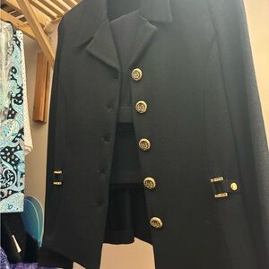 St John Collection knit Black Jacket & Skirt 2pc Suit Size 8